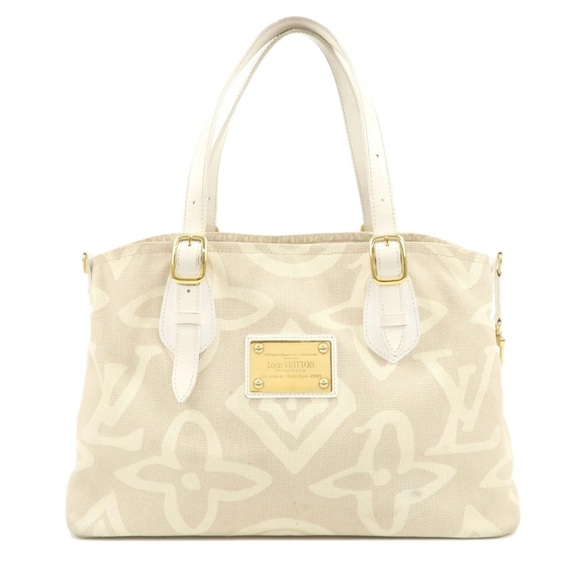Authentic Louis Vuitton Beige and White Tahitienne CABAS PM - Picture 1 of 9